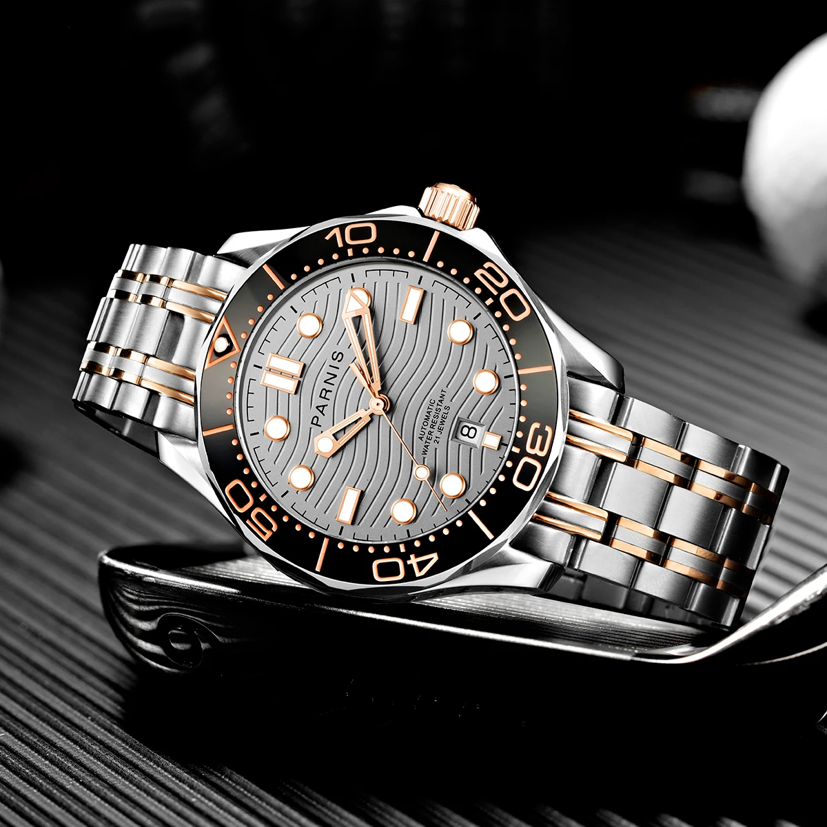 Fashion Parnis 42mm Stainless Steel Case Automatic Mechanical Men's Watch Sapphire Crystal Miyota 8215 Top Luxury Brand Watches |