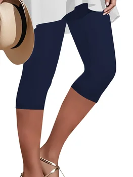 Super Soft Yoga Running Pants Women Capri Leggings No See Through Athletic Workout Home Casual Leggings 1