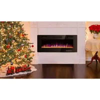 50 Inch Ultra-Thin Electric Fireplace, Multicolor Flame, Timer, Low Noise  Recessed and Wall Mounted Linear Fireplace Heater 1