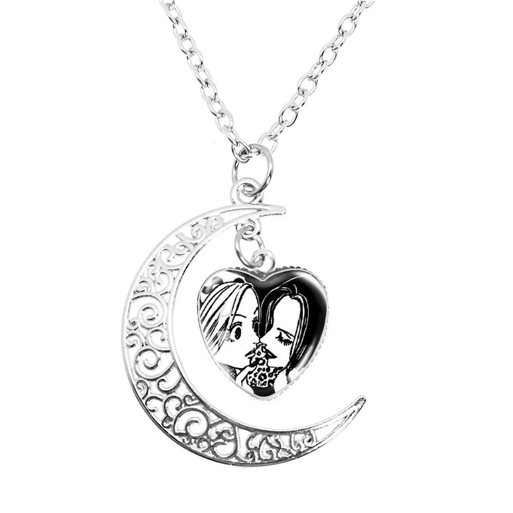 JapanAnimeNanaGlassshapedPendantPeachHeartMoonNecklace