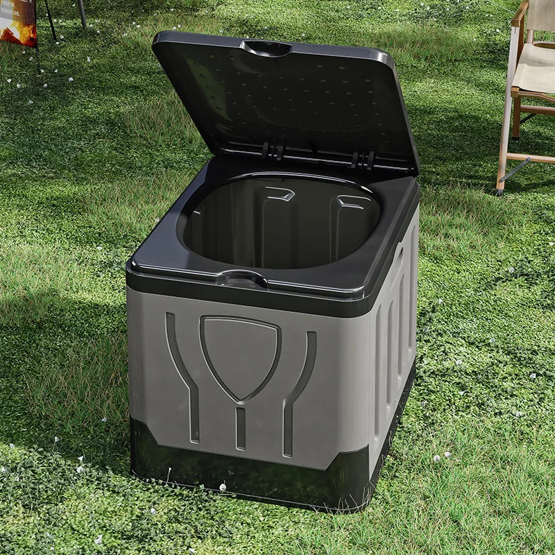 شاحنة مرحاض خارجية محمولة قابلة للطي مثبتة على سلة المهملات القابلة لإعادة الاستخدام، مجموعة رائحة المرحاض للتخييم في حالات الطوارئ، خفيفة الوزن ومريحة