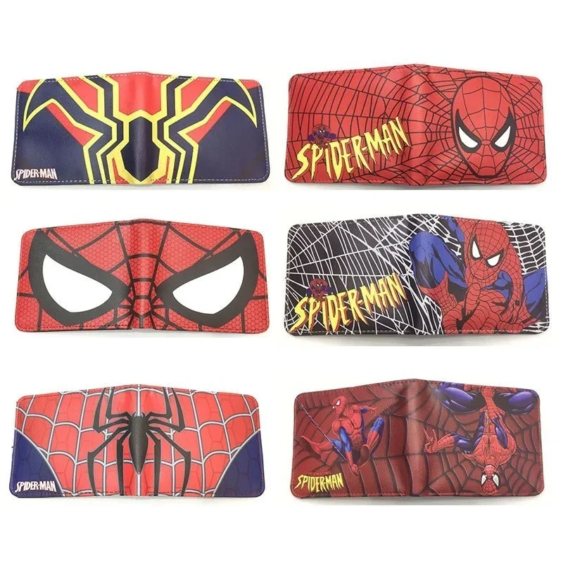 

Marvels Spider Man Short Wallets for Boy Leather Fold Wallets Portable Fashion Card Holder Coin Purse HD Printing Cover Purses