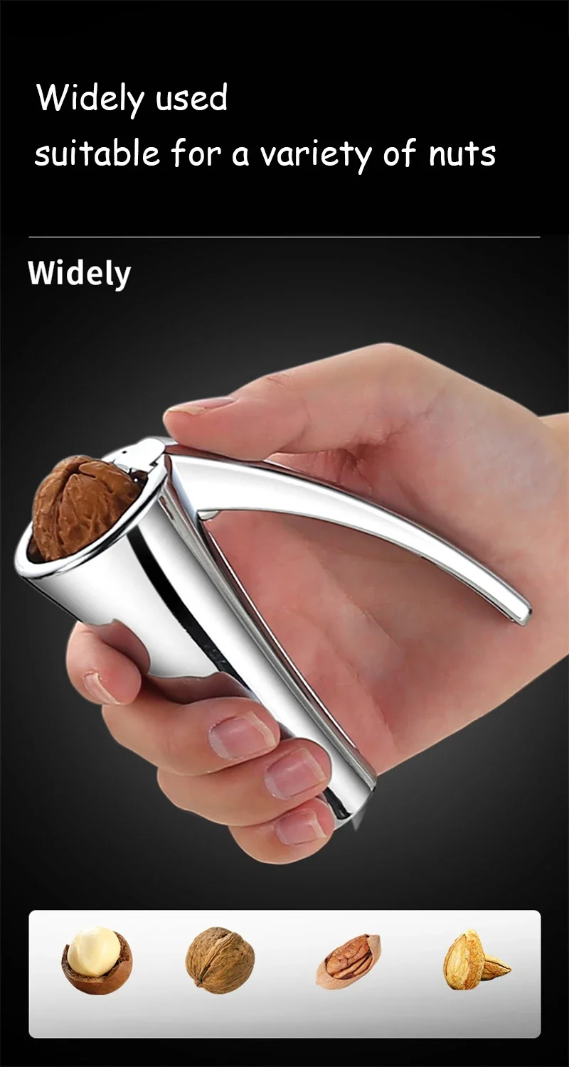 Description Picture 4 of itemZinc Alloy Pecan Nut Cracker Walnut Nutcracker Pine Cascanueces Sheller Funnel Frosted Grips Pliers Clamp Kitchen Tool