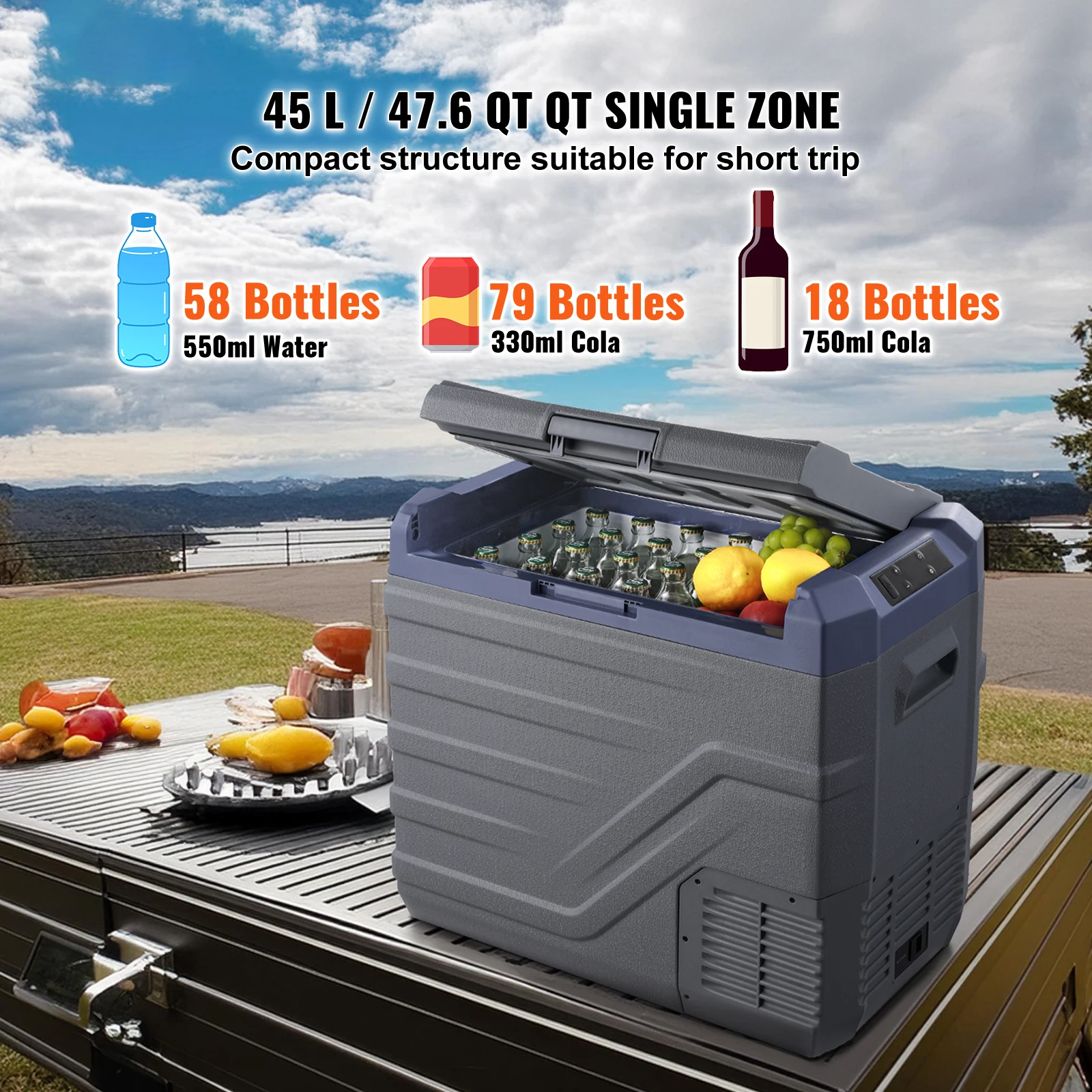 SucceBuy 40/50/58L Portable Car Refrigerator 12VoltCar Refrigerator Fridge Dual Zone Portable Freezer Compressor Cooler for Home 2