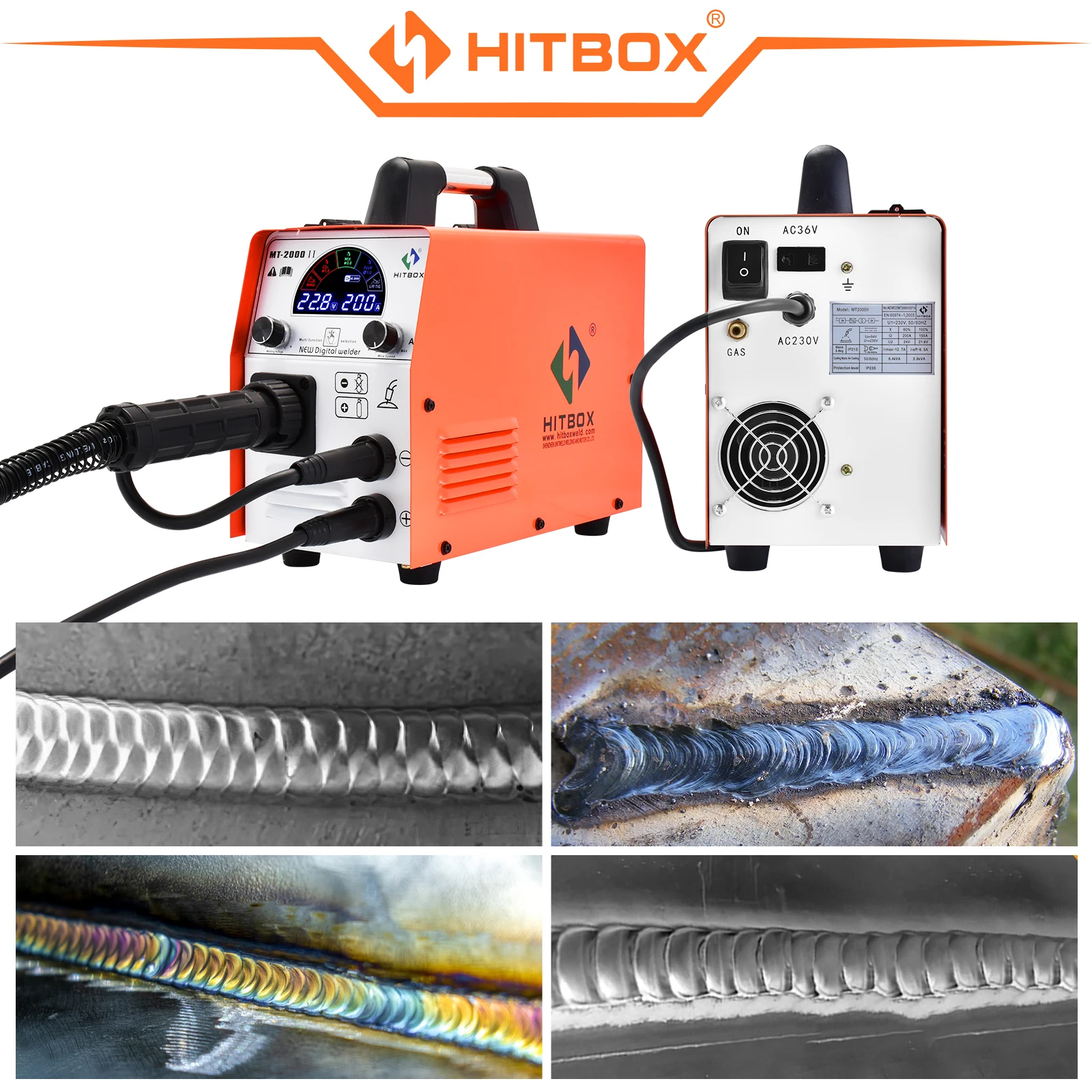 HITBOX MIG Welding Machine MT2000II MIG Gasless  CO2 Gas Shielded 4 in 1  Welding Machine Single Voltage 220V～240V MMA Lift TIG 5