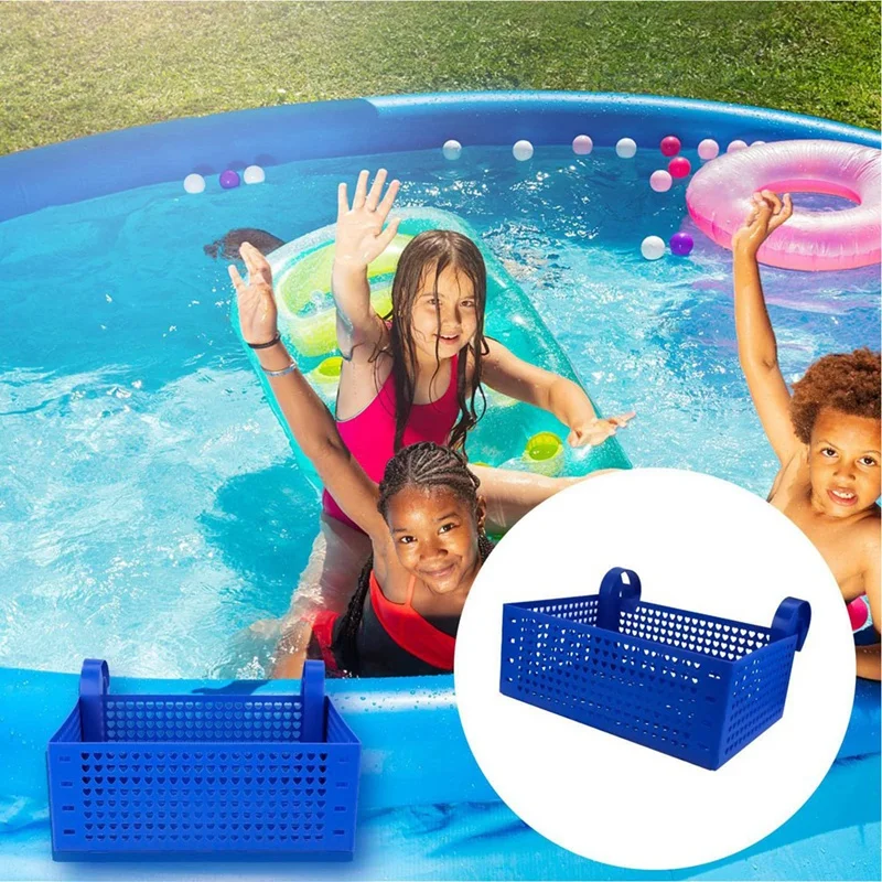 

3Pcs Poolside Storage Basket With Cup Holder Hooks,Stretchable Pool Toy Basket For Most Frame Pools Pool Parts