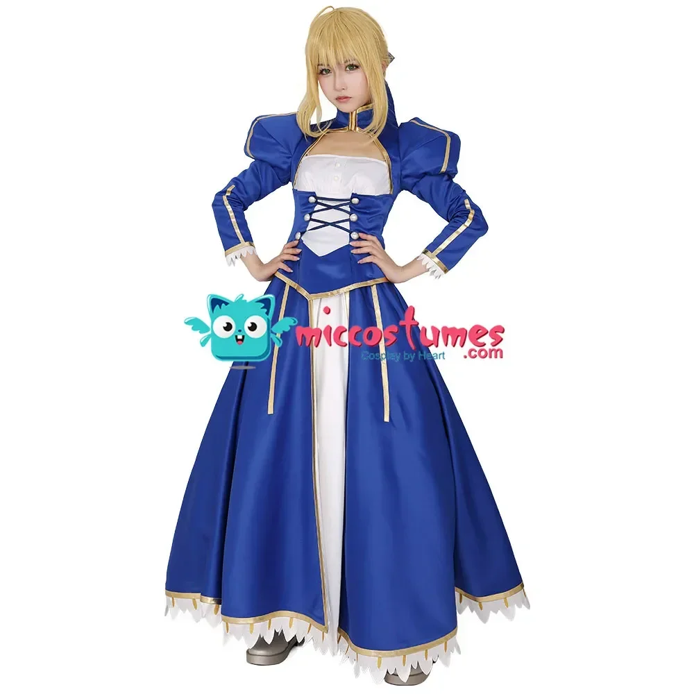Miccostumes Women's Blue Cosplay Costume Dress for Women Long Blue Dress Halloween Cosplay Costume