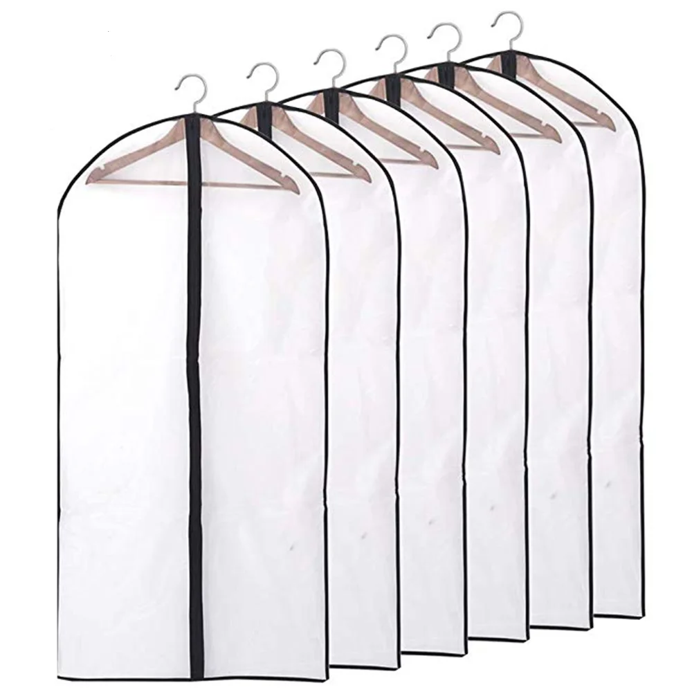 6pcs/set Transparent Clothing Covers Garment Suit Dress Jacket Clothes Coat Dustproof Cover Protector Travel Bag Dust |