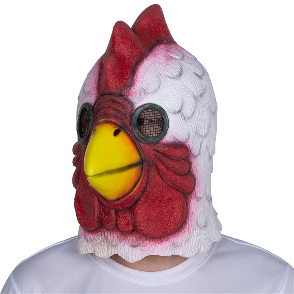 할로윈 화이트 라텍스 수탉 마스크 성인 리처드 수탉 마스크 핫라인 마이애미 게임 소품 코스프레 동물 매드 치킨 가장 무도회