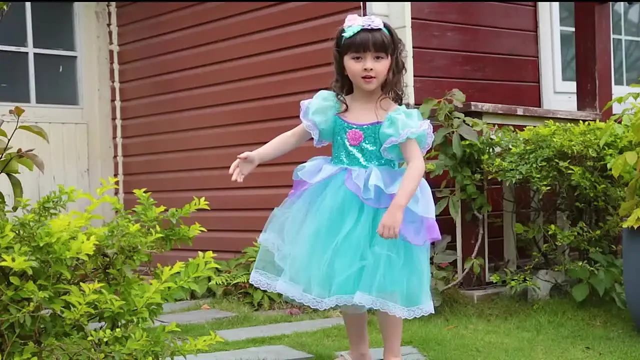Costume Sirène Princesse Pour Fille – Robe Avec Accessoires (couronne, Baguette, Bijoux) – Parfait Pour Carnaval Et Anniversaire