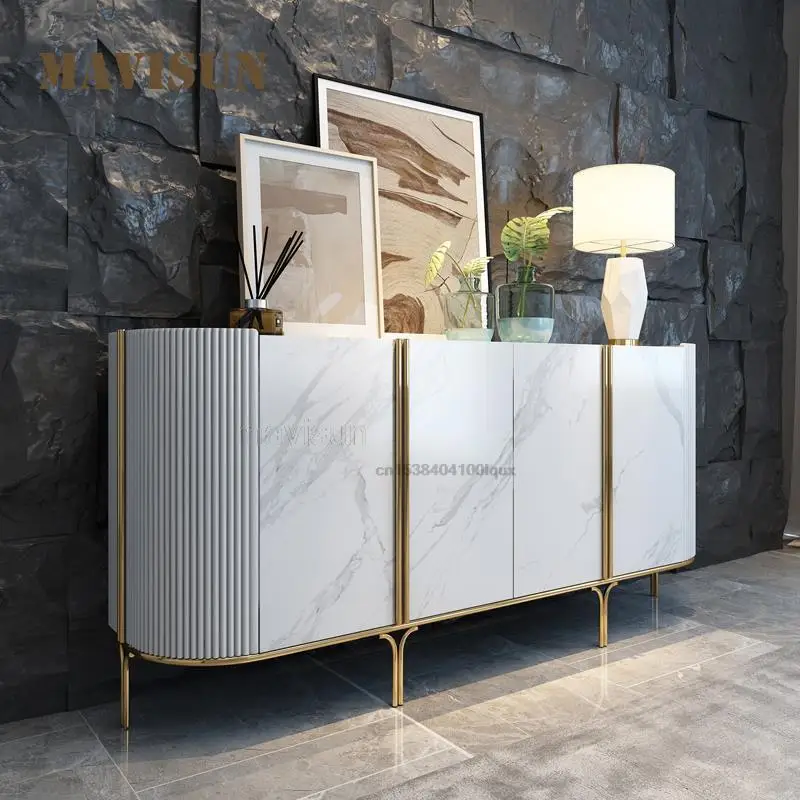 Italian Style Light Luxury Porch Cabinet Villa Club New Decorative Locker Rock Board Side Cabinet Household In High Quality