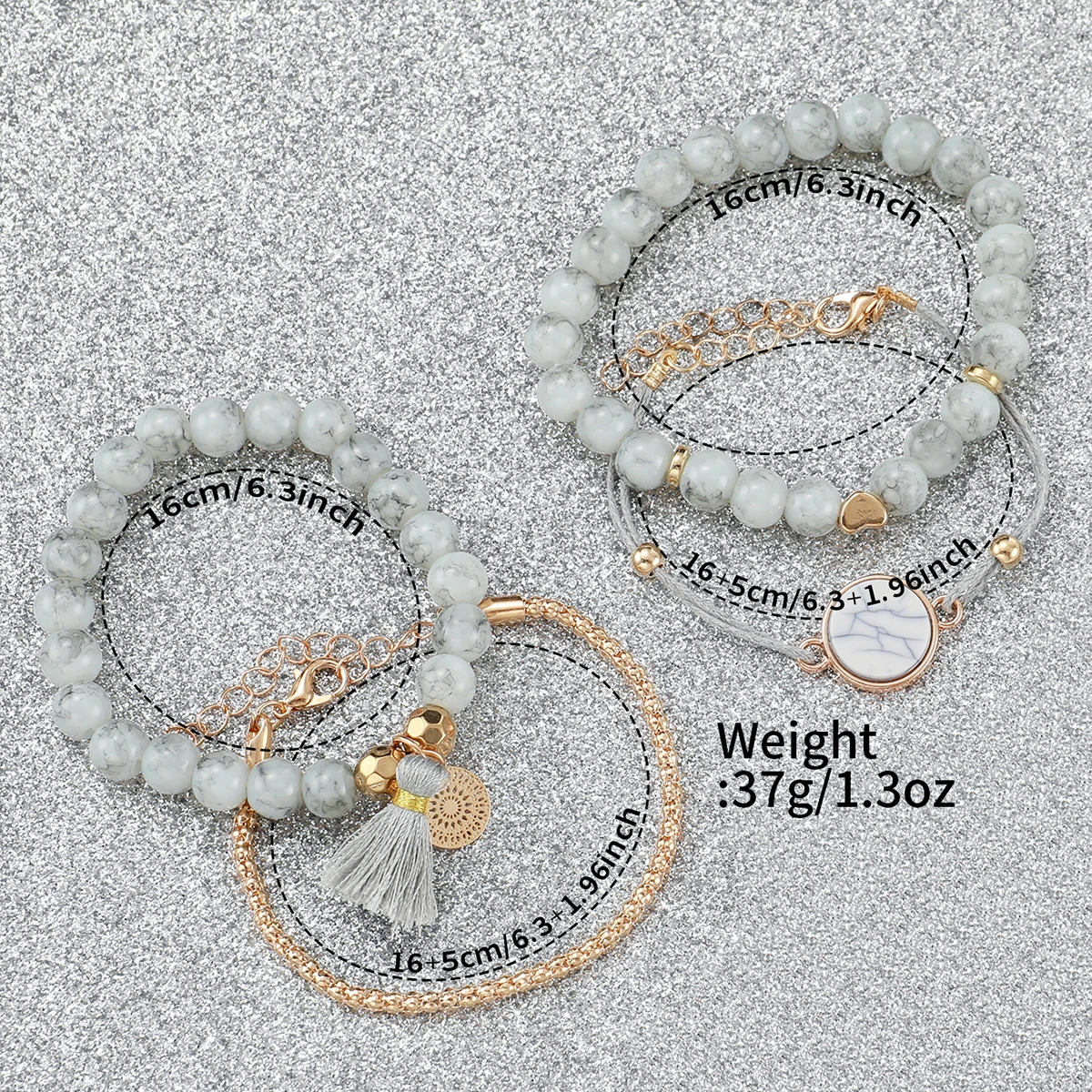 5PCS/Set Women's Watch Fashion Arabic Dial Quartz Watches Leather Band Wristwatches Beads Bracelets Set（Without Box） 6