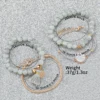 5PCS/Set Women's Watch Fashion Arabic Dial Quartz Watches Leather Band Wristwatches Beads Bracelets Set（Without Box） 6