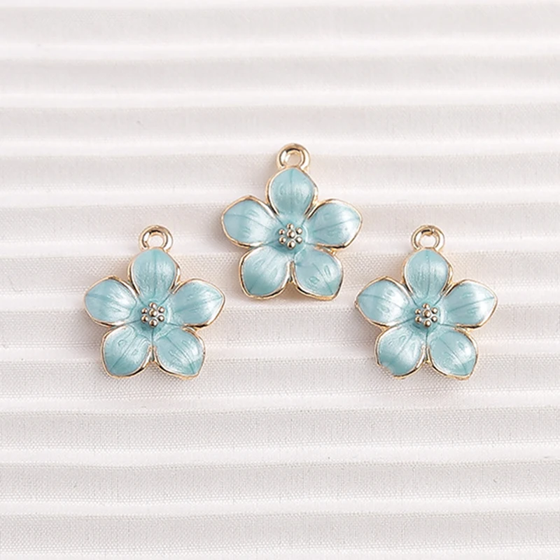 Cute Enamel Flower Charms Pendants 10pcs For Making DIY Drop Earrings Necklaces Bracelets Jewelry Findings Accessories