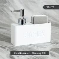 1 ชิ้นเครื่องจ่ายสบู่จานและเครื่องจ่ายสบู่มือผู้ถือฟองน้ําทําความสะอาดเคาน์เตอร์ครัวอ่างล้างจานห้องน้ําออแกไนเซอร์ 1