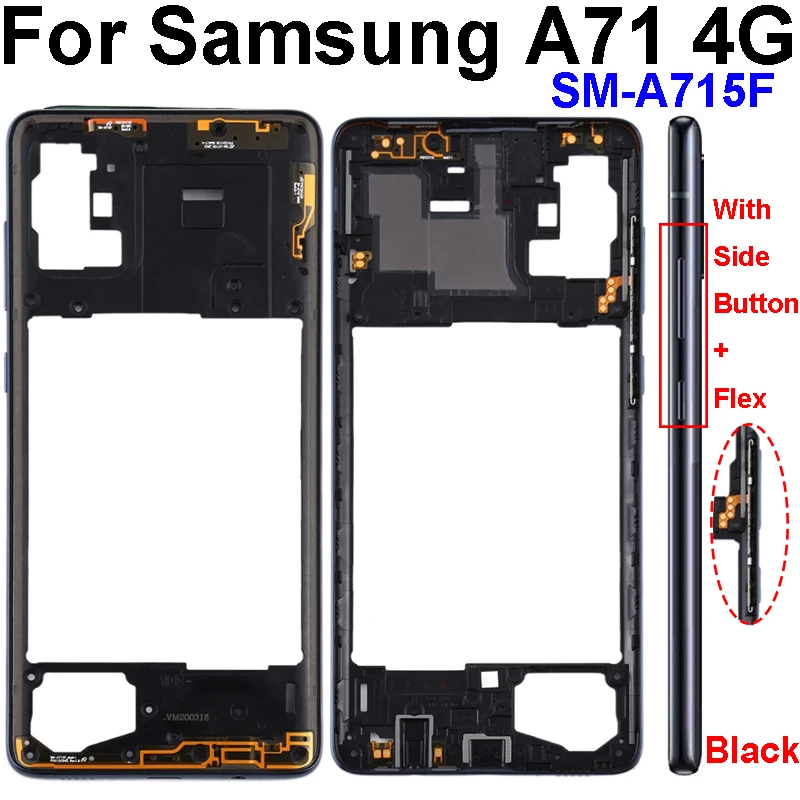 Middle Frame For Samsung Galaxy A21S A217 A217F A31 A41 A51 A71 A315 A415 A515 A515 A715 Housing Center Cover With Side Button - 5