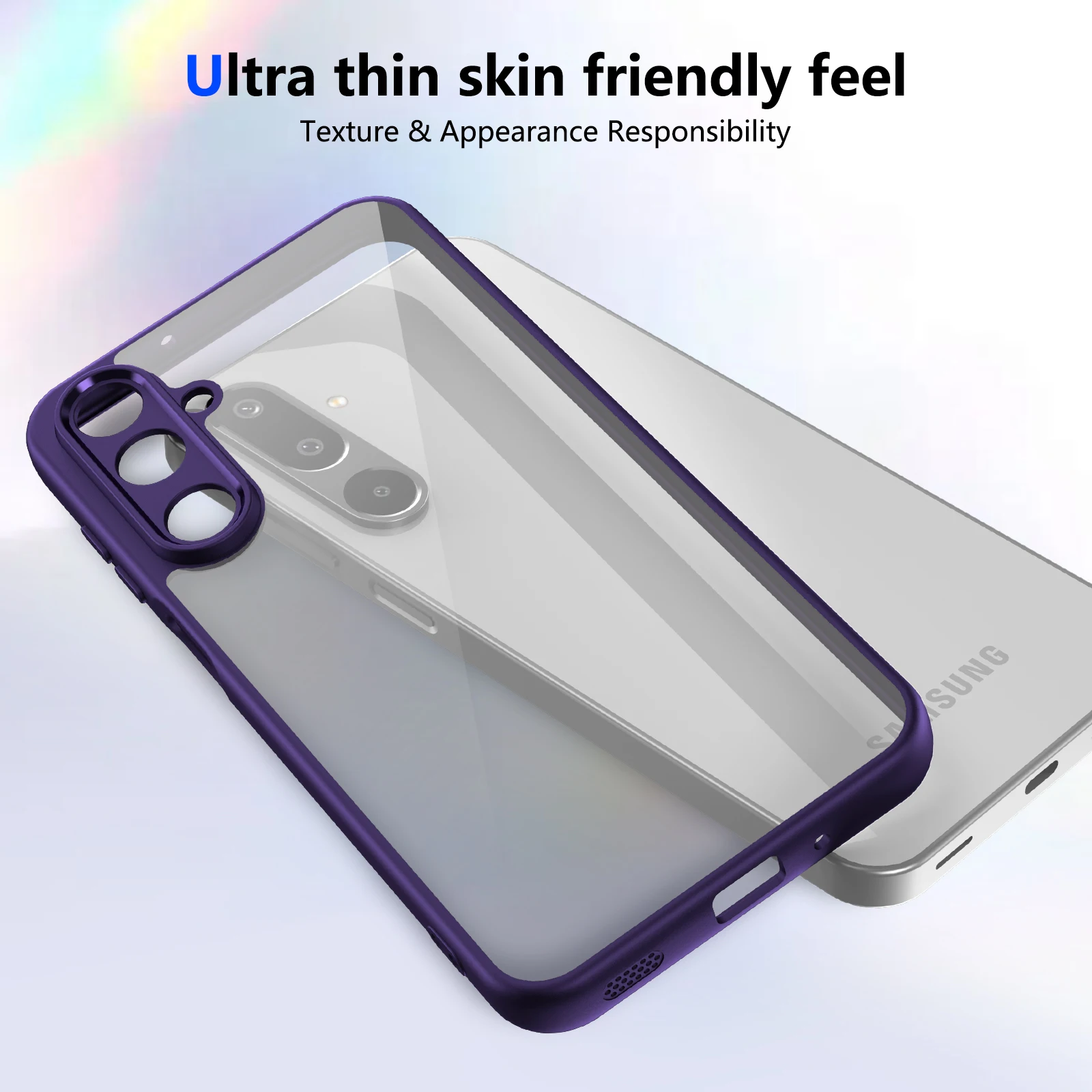 Clear Shockproof Phone Case with Hard Acrylic Back Protection Cover