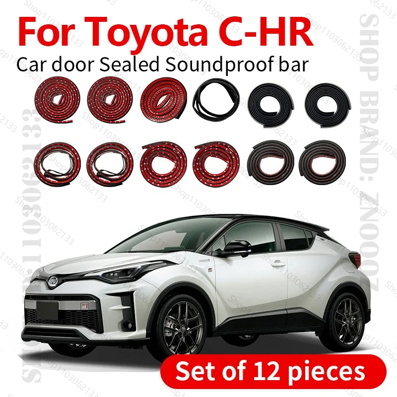 For Toyota C-HR Car Door Seal Strip Rubber Double Layer Sealing Protector Soundproof Strip Dustproof Seal Strip 12 PCS Set