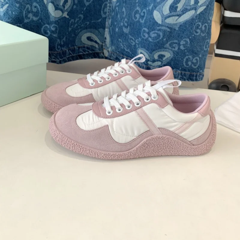 Retro thick soled lace training shoes, lace up sports and leisure shoes, women's leather breathable walking shoes