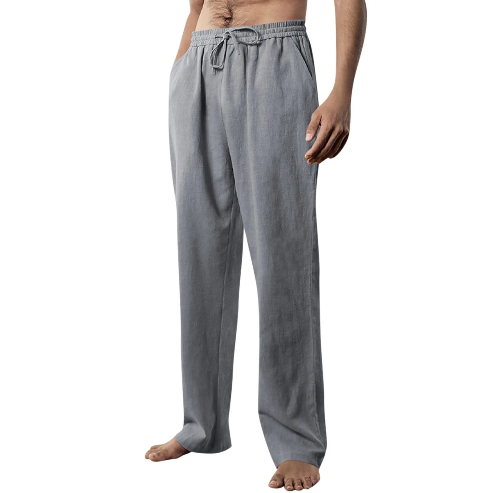 

Casual Imitation Linen Beach Pants For Men's Loose Casual Pants And Long Pants 한국 동대문 고퀄 의류 pantalones de mujer ropa mujer