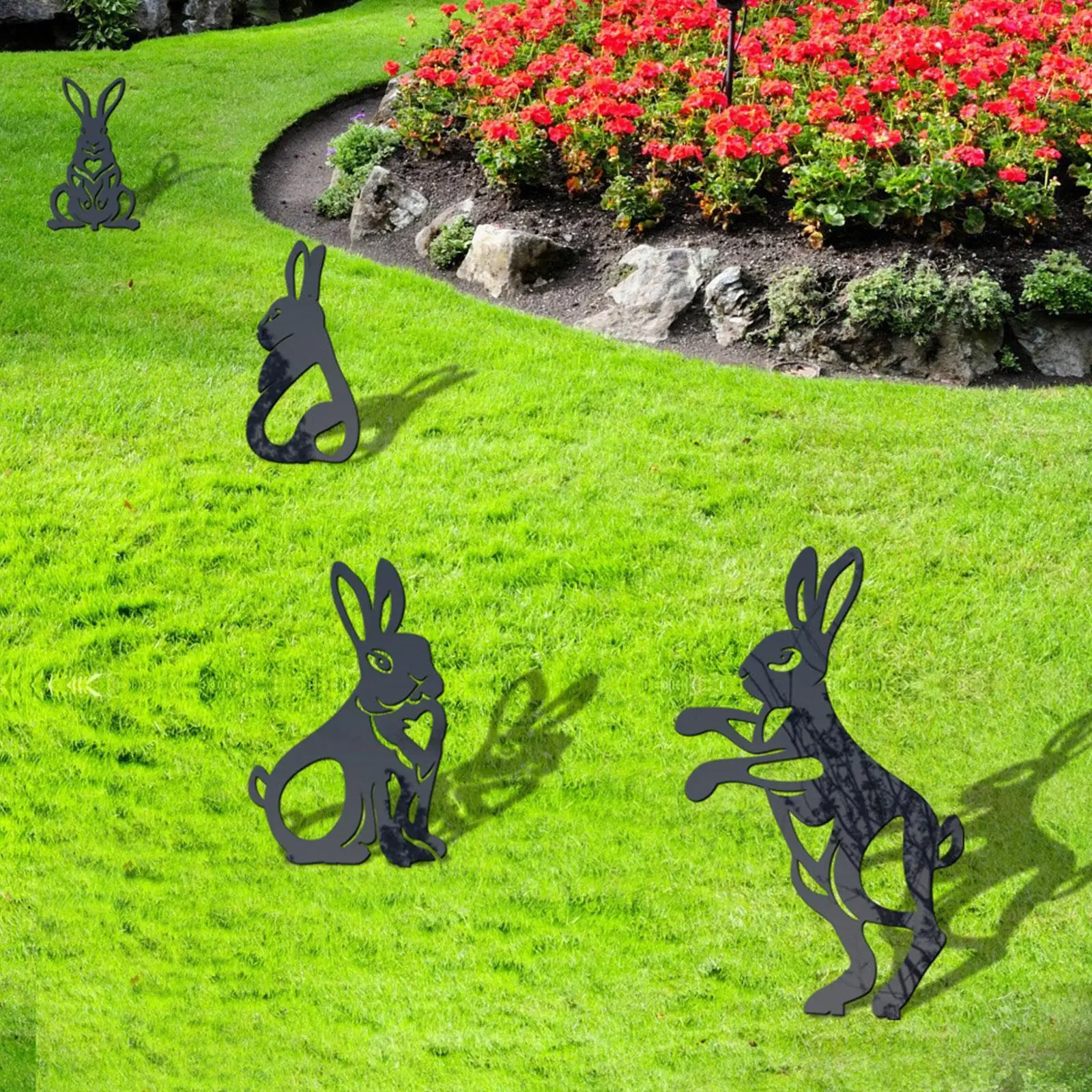 

1Pcs Rabbit Garden Art for Easter Decorations Outdoor Acrylic Bunny Silhouette Stake Black Bunny Rabbit Garden Stake Yard Art