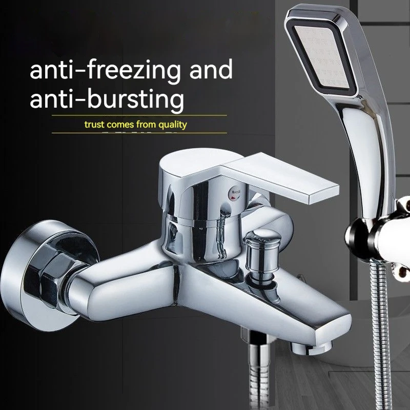 Home Bathroom Triple Shower Faucet Support Hot and Cold Water Faucet Bath Bath Mixer Valve Shower Set Bathroom Accessories bathtub faucet shower set