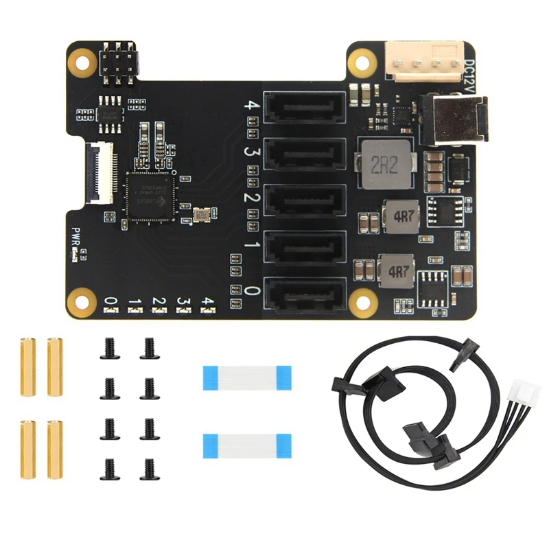 X1009 Pcie To 5 Port SATA Shield for Raspberry Pi 5 Pcie To 5X SATA 3.0 NOT Support Boot From HDD/SSD