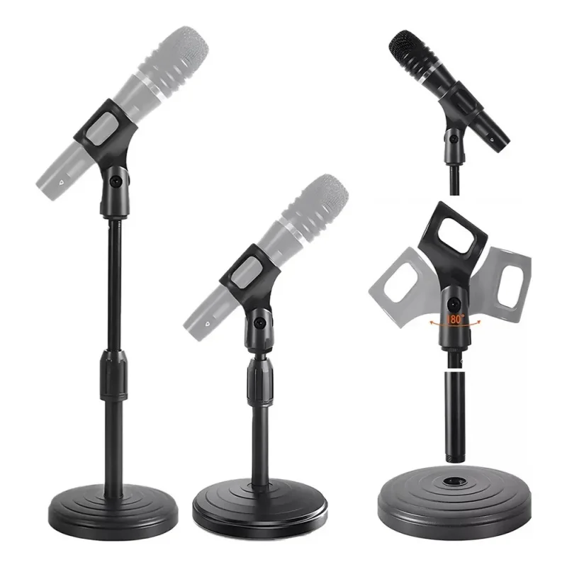 마이크 스탠드 데스크탑 조절식 리프팅 및 웨이팅 디스크 베이스 충격 방지 네트..