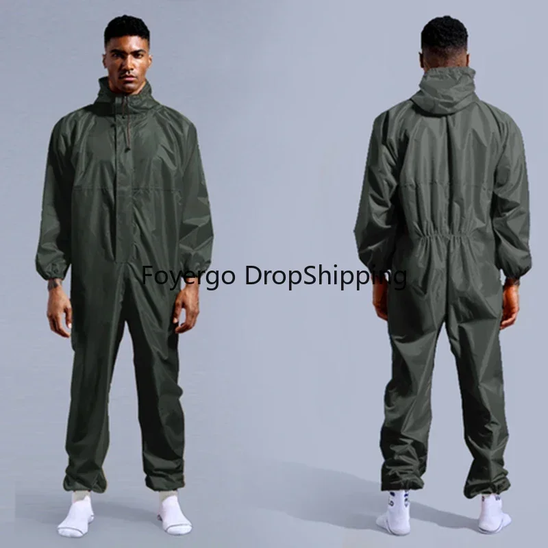 Conjoined Raincoat Coverall Hat Work Safety Clothing for Adult Biker Men raincoat poncho