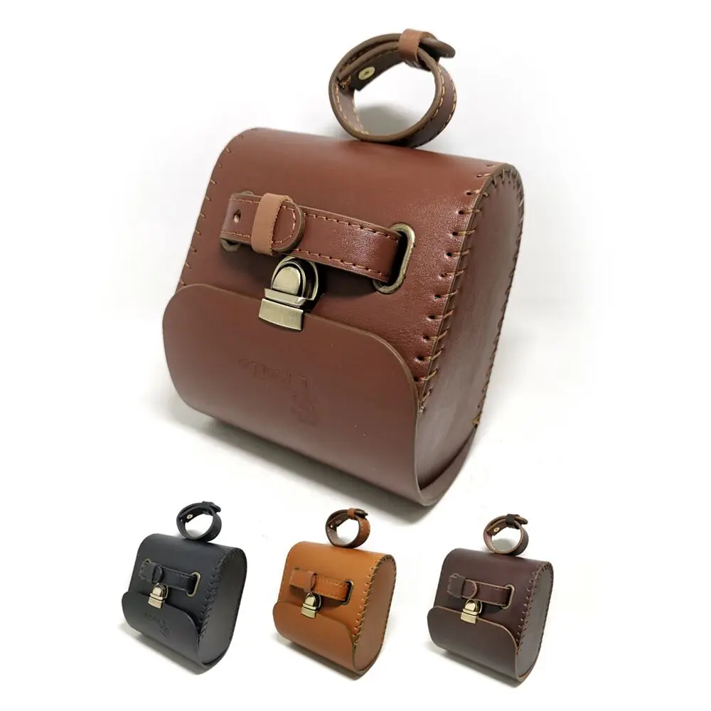 Brown Black Retro Bicycle Bag Vintage Tail Bag Leather MTB Road