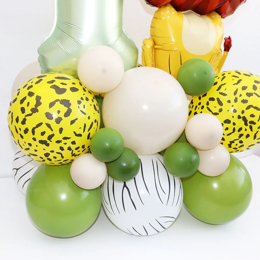 35 teile/satz Dschungel Safari Tier Olivgrün 32 zoll Anzahl Ballons Set Kinder 1 2 3 4 Jahre Wild One Geburtstag party Dekorationen – Detail 11