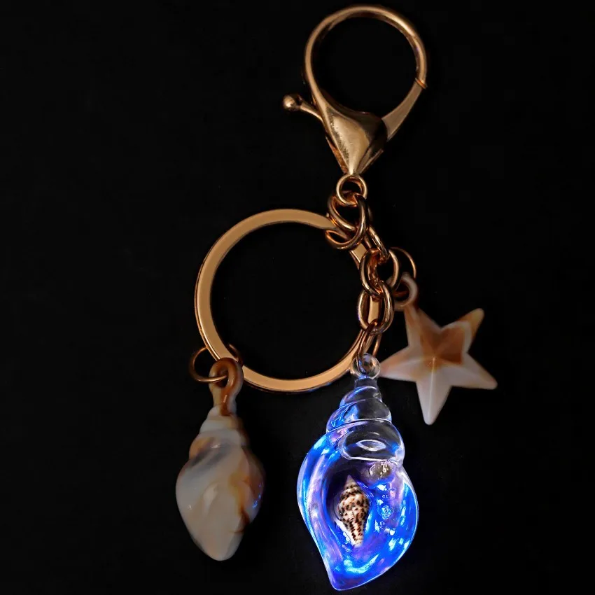 Luminous Shell Jewelry Key Chain Conch Starfish Pendant Creative