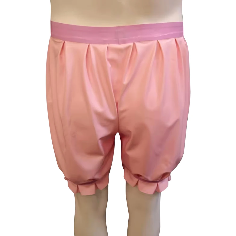 Baby Pink Sexy Latex Bloomers Loosely Yoga With Ruffles Rubber Boxer Short  Underpants Underwear Pants Two-tone Color DK-0300