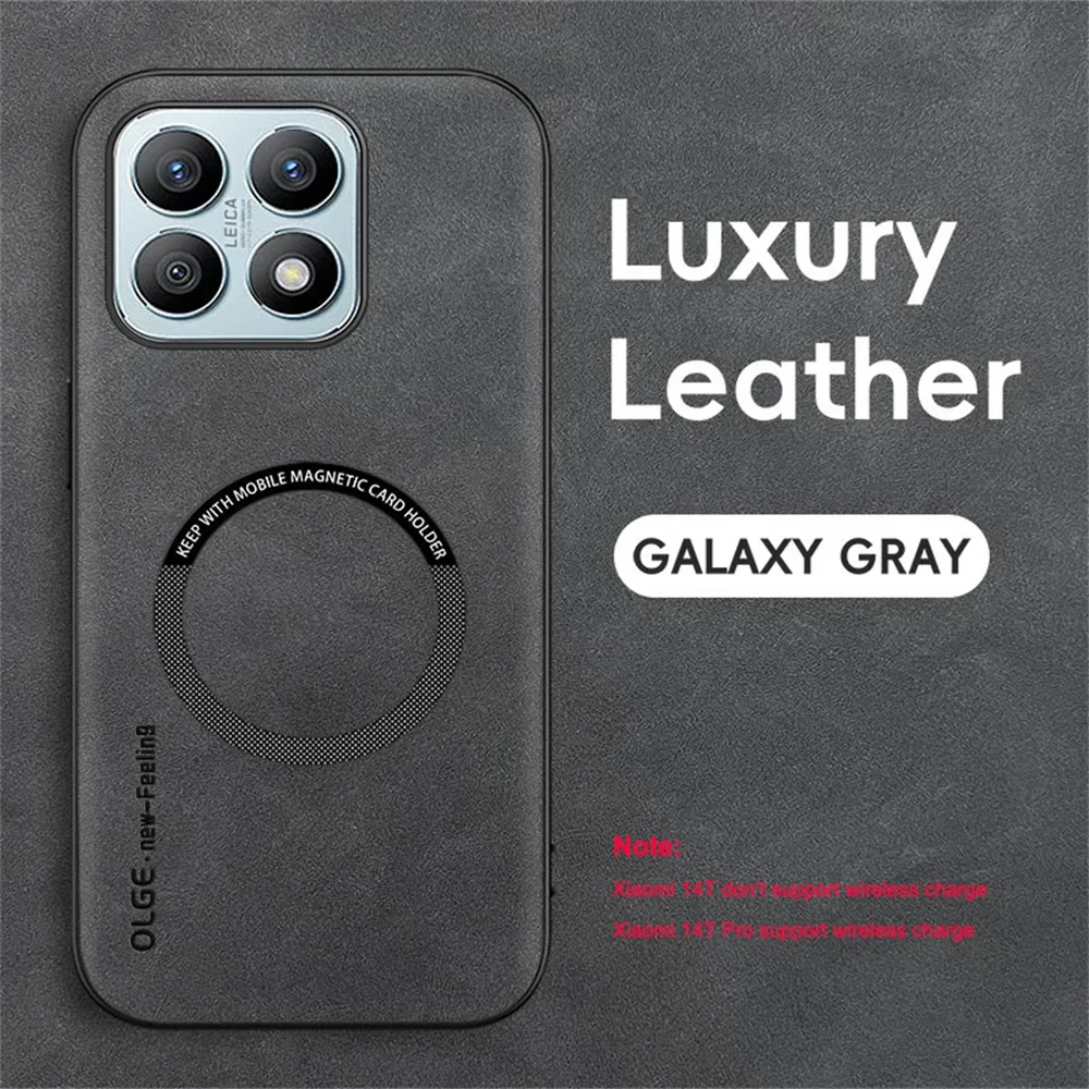 Magsafe Sheepskin Leather Phone Case For Xiaomi 15 14T 14 13T 13 12 11 Pro Ultra Magnetic Cover For Xiaomi 14 13T 14T Pro Cases 6