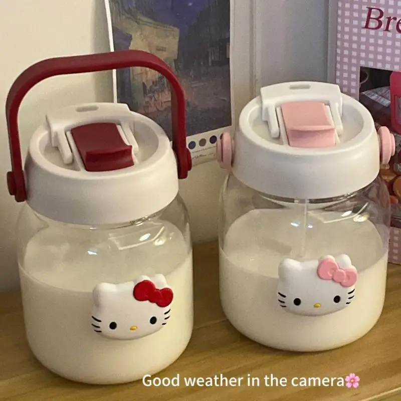 

Мультяшный Sanrioed аниме Hello Kittys соломенная чашка Ins Милая портативная термостойкая большая емкость чашка для воды подарки