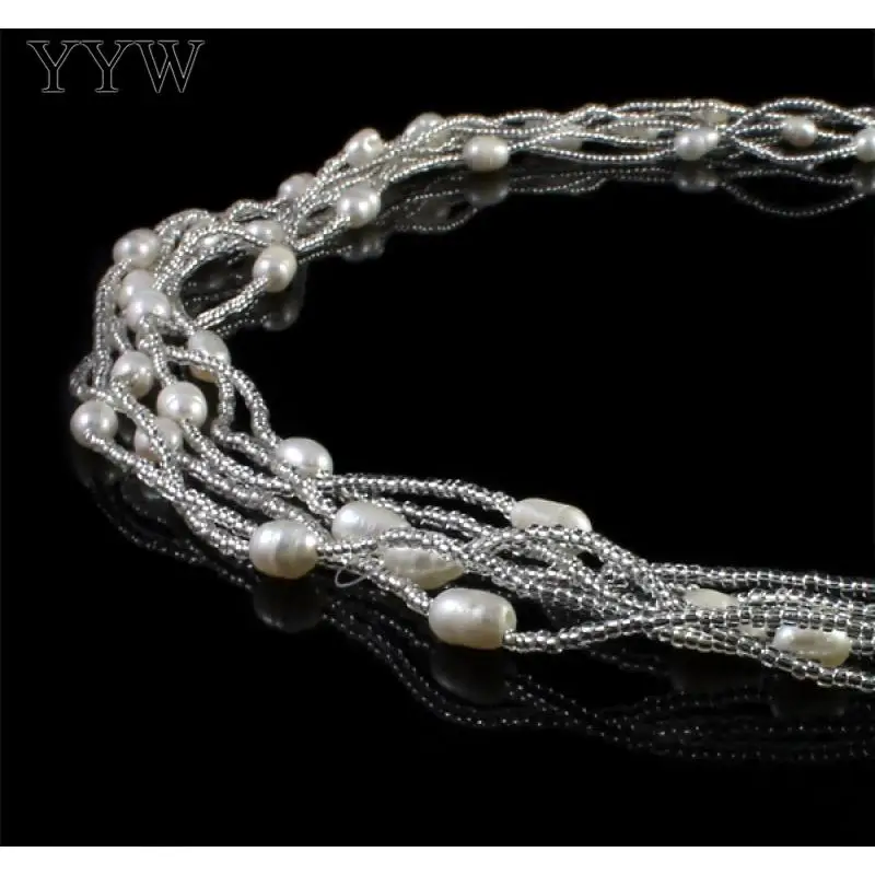 Natural Freshwater Pearl Necklace2014 fashion women with Glass Seed beads jewelry making beads bulk beads bulk bead iron