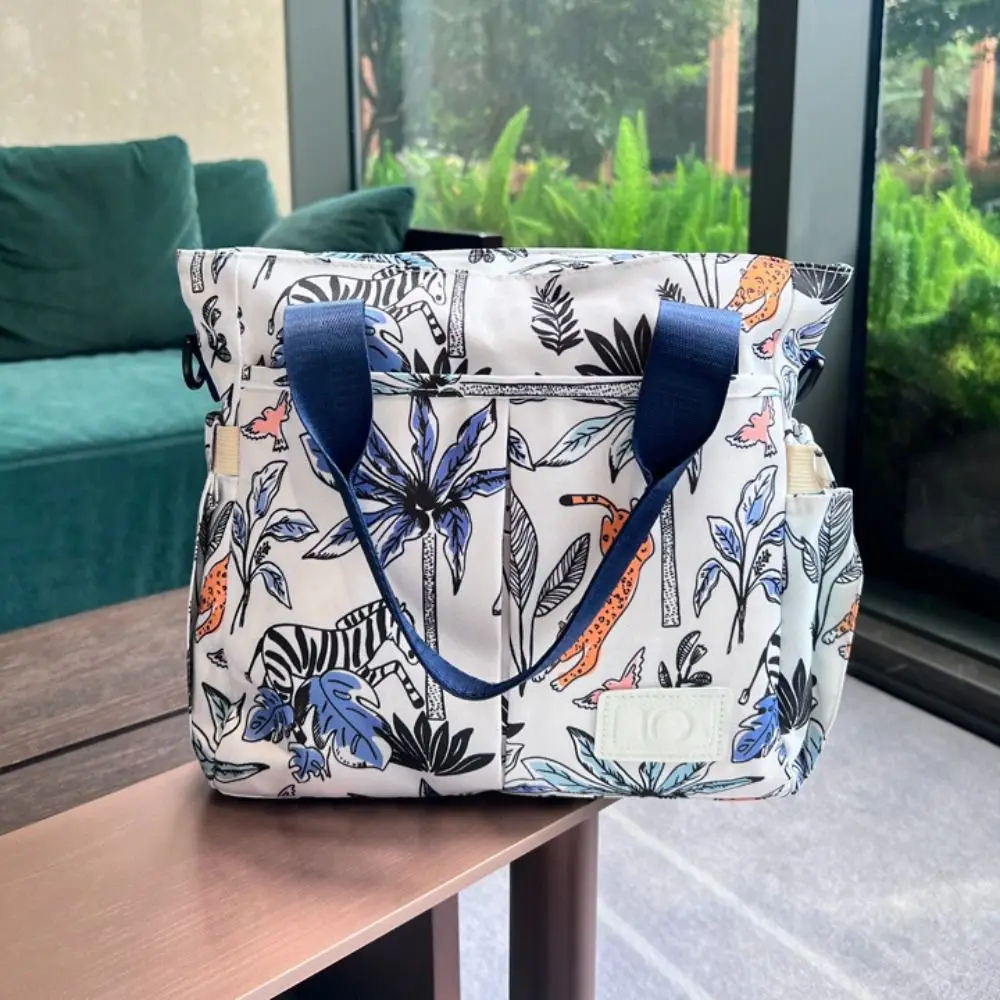 Portable Waterproof Mommy Handbag Oxford Printing Baby Care Bag Solid Color Large Capacity Baby Diaper Bag Women
