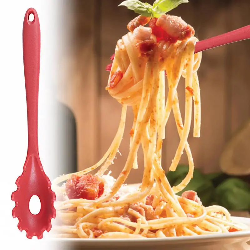 Silicone Pasta Fork, Food Grade Pasta Spoon With Stainless Steel