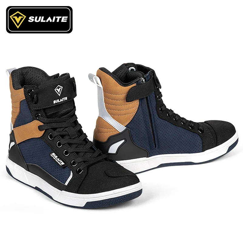 SULAITE Wear Resistant Motocross Cycling Protective Shoes The Four Seasons Breathable Motorcycle Boots Moto Equip Reflective