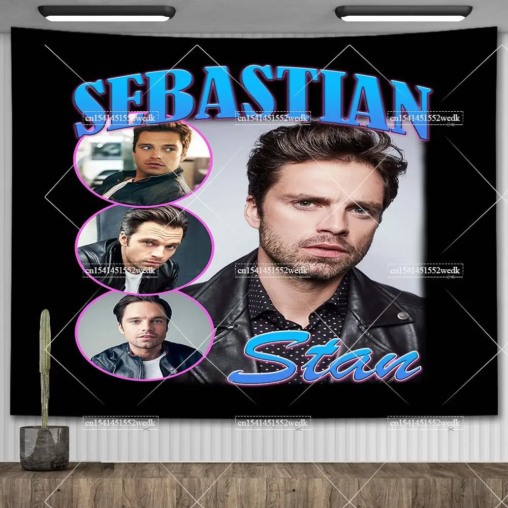 Sebastian Stan Tapestry Wall Decor Posters Funny Cowboy Hat Meme Tapestry Aesthetic Room Decoration Party Backdrops