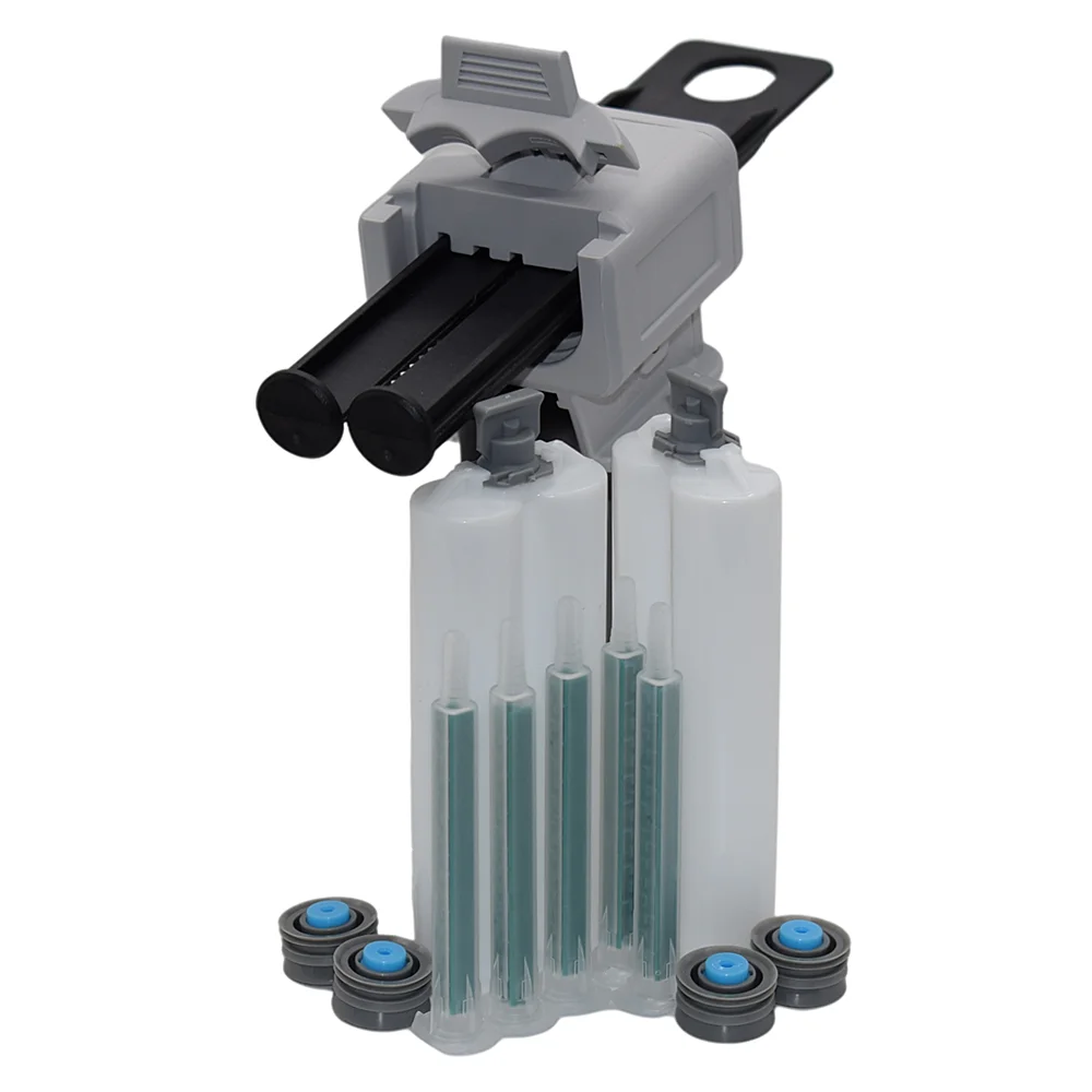 

Caulking Gun 1:1 AB Glues Dispenser 50ml Glue Guns with 2 sets 50ml 1:1 Empty Dual-Barrel Cartridge and 5pc Static Mixing Nozzle