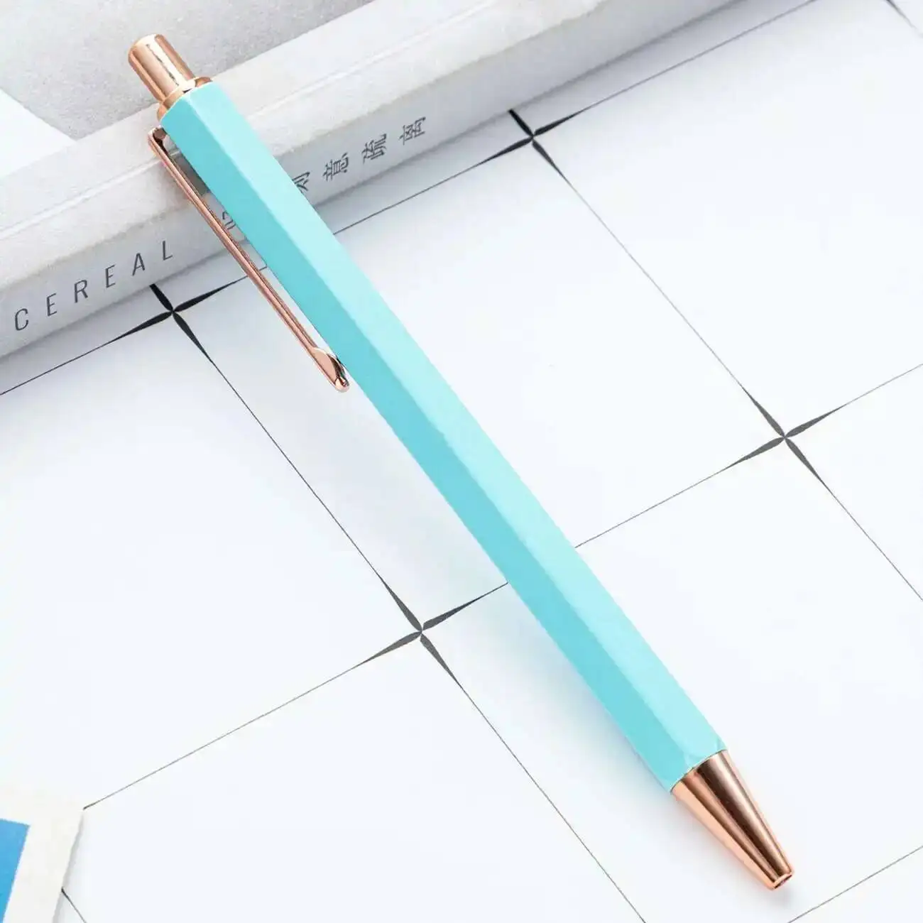 1-teiliger Lytwtw's kreativer Kugelschreiber, sechseckiger Metall-Druckstift, Schreibwaren, Schule, Bürobedarf – Detail 11