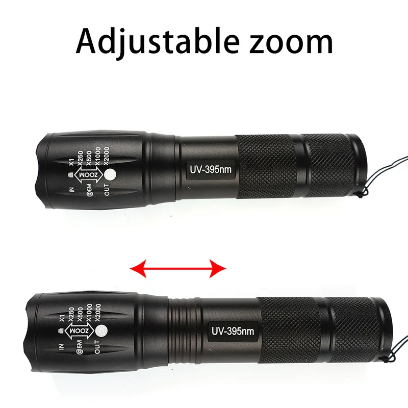 Zoom Fluorescent Black Light Ultraviolet Flashlight LED Flashlight LED Flashlights UV Flashlight LED Torch Light Ultraviolet White Light Dual LED Flashlight Lamp Detection