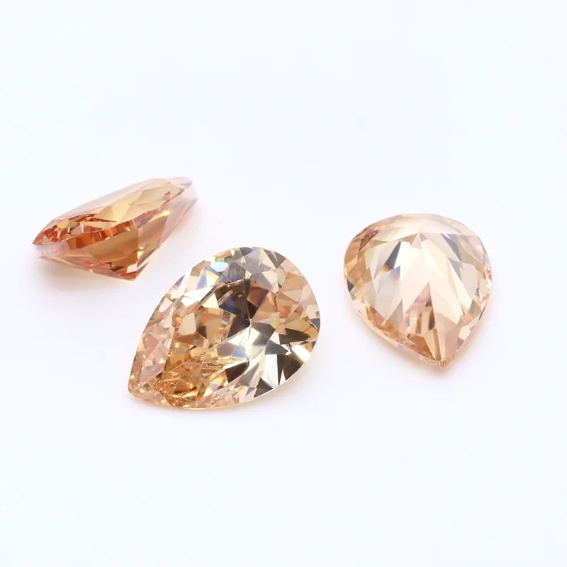 

2x3mm-13x18mm Artifitial CZ Gemstone Pear Shape CZ Stones Champagne Color High Quality Cubic Zirconia For Jewerly