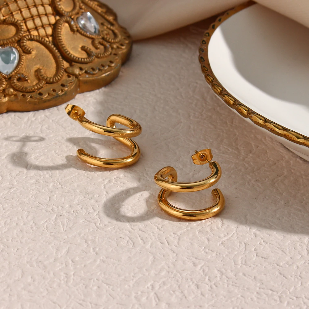 Orecchini Femminili Placcati Oro 18 Carati Geometrici Moda Donna Gioielli Ipoallergenici In Acciaio Inossidabile Ofertas Con Envio Gratis