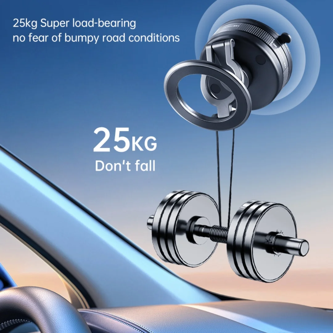 Black Alloy ABS Foldable Car Phone Stand with Magnetic Rotation
