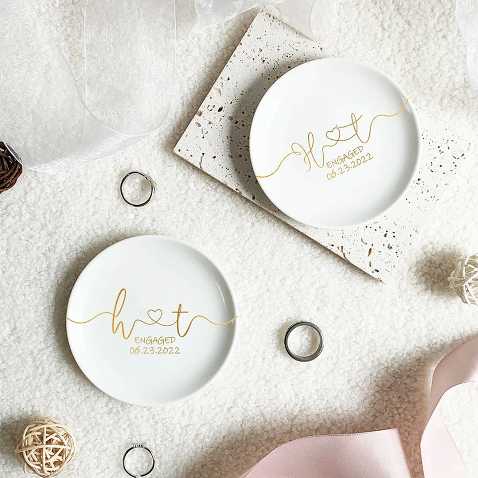 Wall Cleaner SHIDOW Mrs Ring Dish - Ceramic Trinket Tray For Jewelry Storage, Bridal Shower & Engagement Gifts Engagement Ring Holder Tray