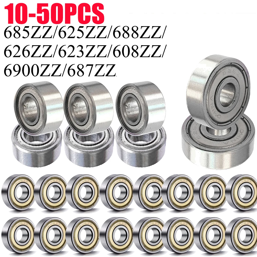 Ball Bearings Miniature Bearings Mini Ball Bearing 10-50pcs Ball Bearings 685ZZ 625ZZ 688ZZ 626ZZ Deep Groove Miniature Bearings for Skateboard Scooter 3D Printers