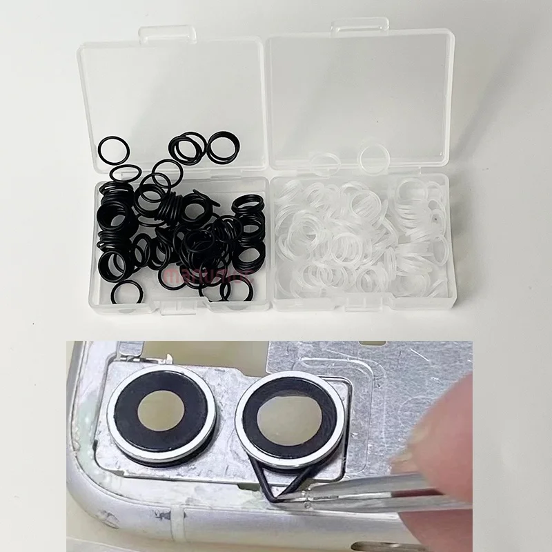 100 Stück wasserdichter Gummiring. Lösen Sie die hintere Kameralücke nach dem Austausch durch das Achterglas für iPhone-Reparaturwerkzeug – Detail 1