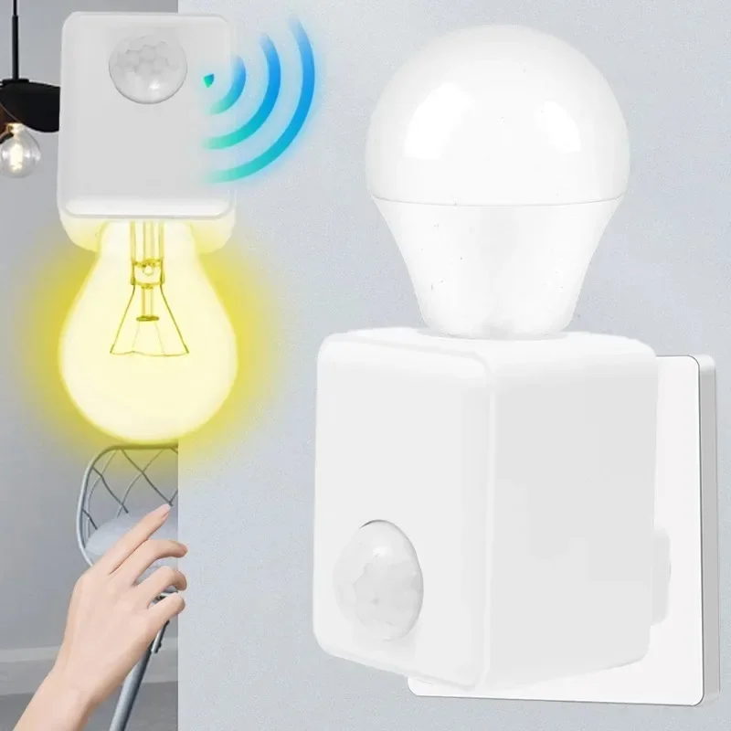 Pir motion sensor AC110-220V wall mounted LED human infrared sensor lamp holder intelligent delay E27 screw port sensor lamp head adapter